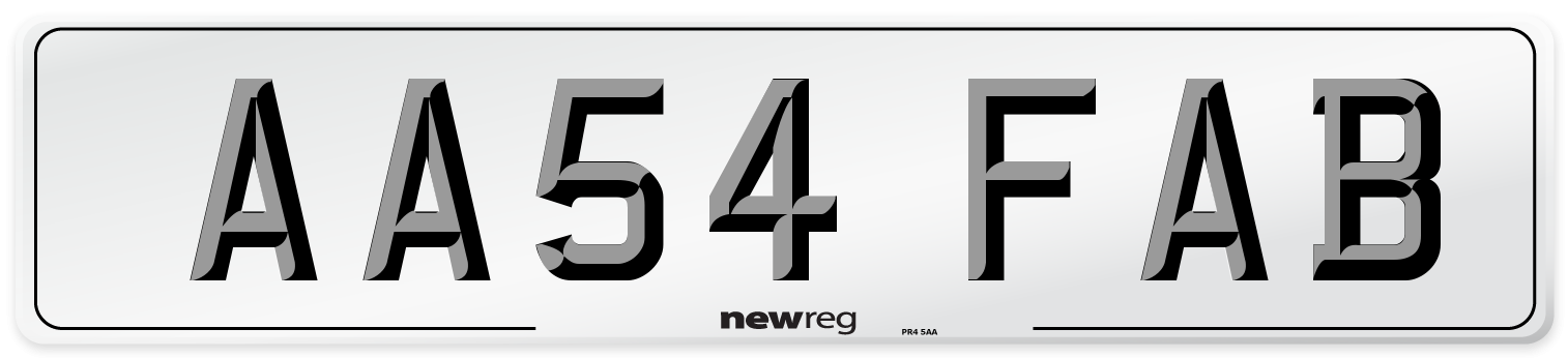 AA54 FAB Number Plate from New Reg